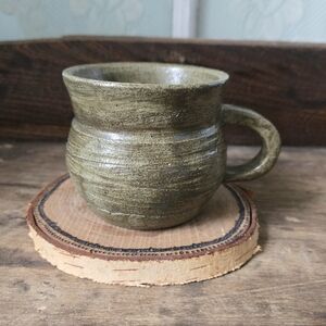 Rustic Olive Green Handmade Pottery Mug – Wheel Thrown Stoneware
